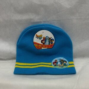 Blue Beanie with Yellow Stripes